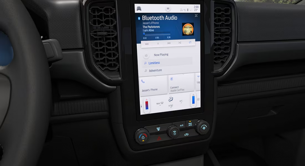 Màn hình Ranger Sport cho phép kết nối không dây Carplay và Android Auto 